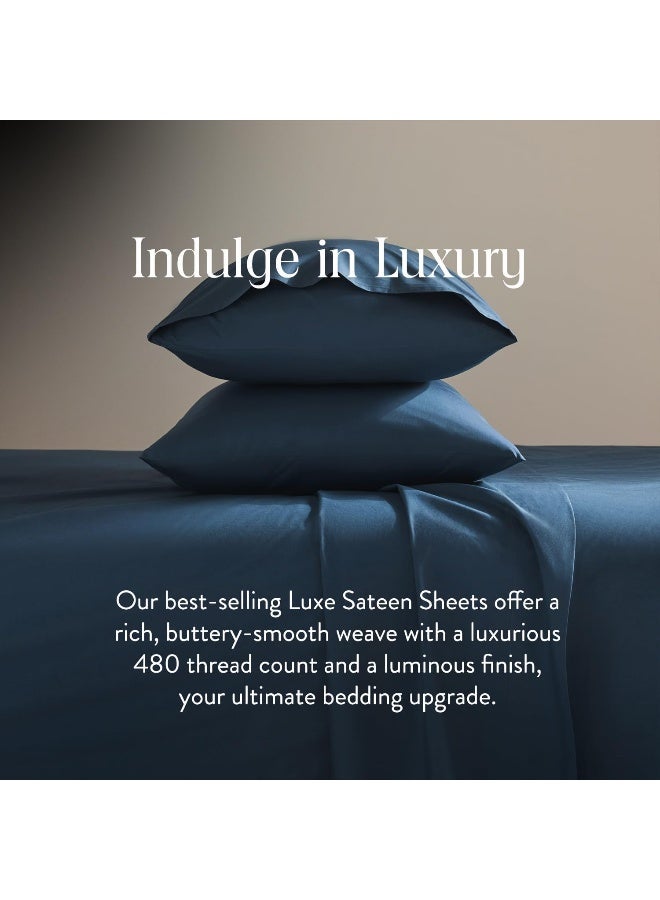 Brooklinen Luxury Sateen King Size 4 Piece Sheet Set in Abyss Blue - 100% Cotton Sateen Sheets - Image 2
